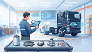 Современная иллюстрация запчастей для спецтехники Hino для руководства по подбору совместимых деталей в 2026 году